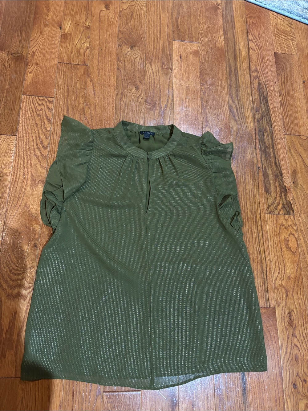 Ann Taylor Olive Ruffle Sleeve Women's Top